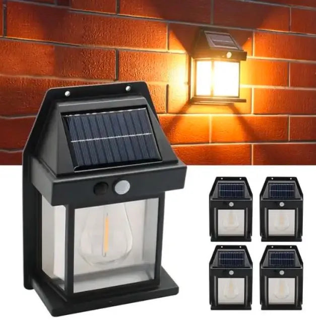 New Solar Tungsten Wall Light-Solar Tungsten Wire Wall Light, Motion Sensor Solar Tungsten Light Outdoor Waterproof Wall Lamp for Porch Patio Yard Garden Backyard